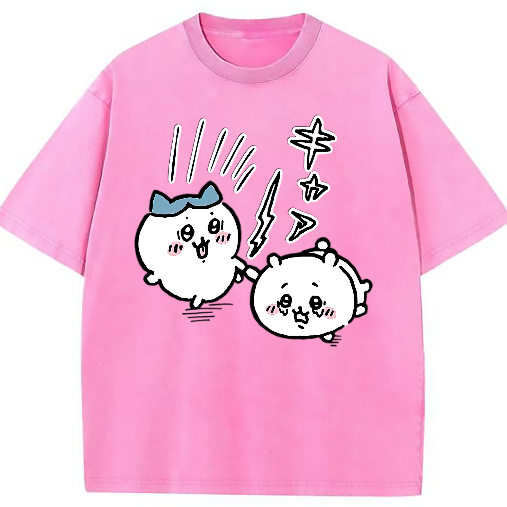 （画像用） ちいかわ ハチワレ Chii-kawa hachiware 綿100% ヴィンテージ風 半袖Tシャツ（フロントプリント）